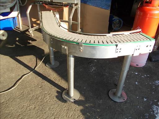 Stainless 90 degree slat band conveyor